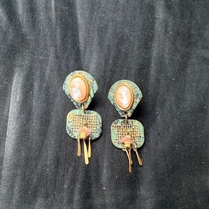 Elegant Gold and Green Dangle Earrings